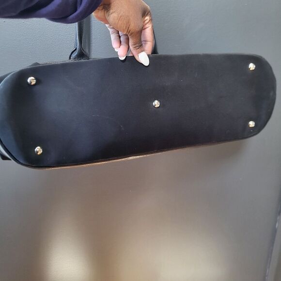 HOBO INTERNATIONAL BLACK NYLON / LEATHER LARGE Shoulder TOTE BAG 18 X 13 - Picture 7 of 12